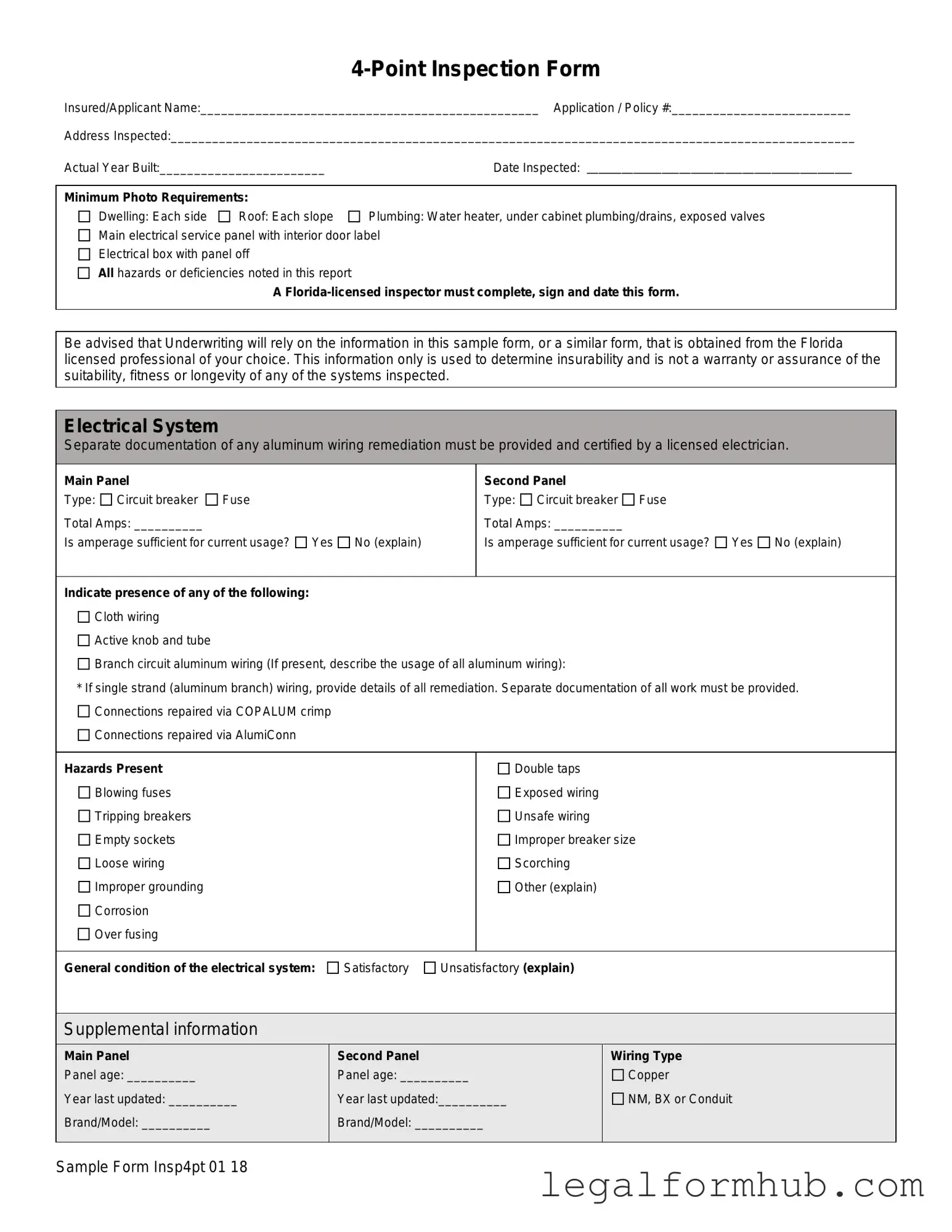 Fill Your 4 Point Inspection Form