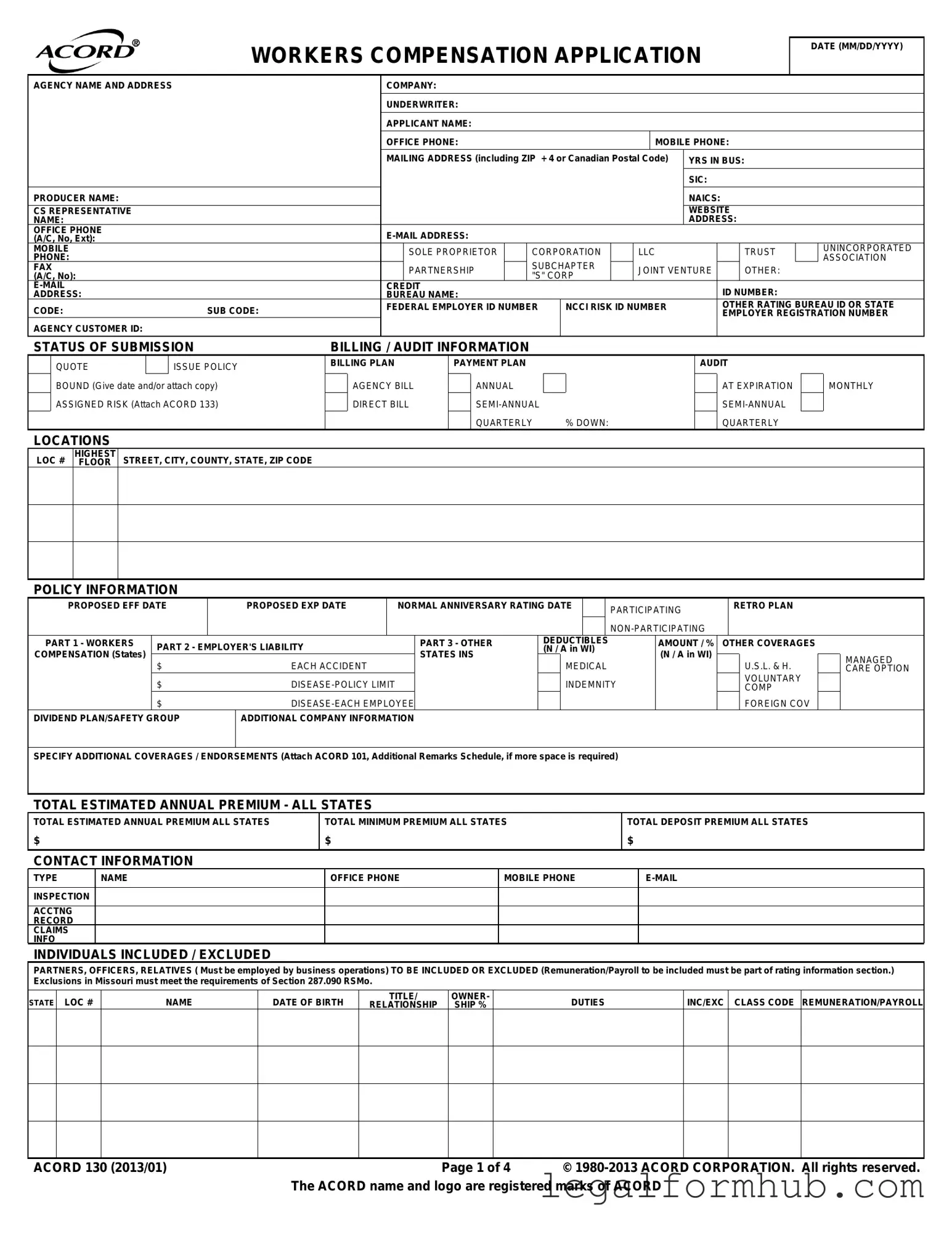 Fill Your Acord 130 Form