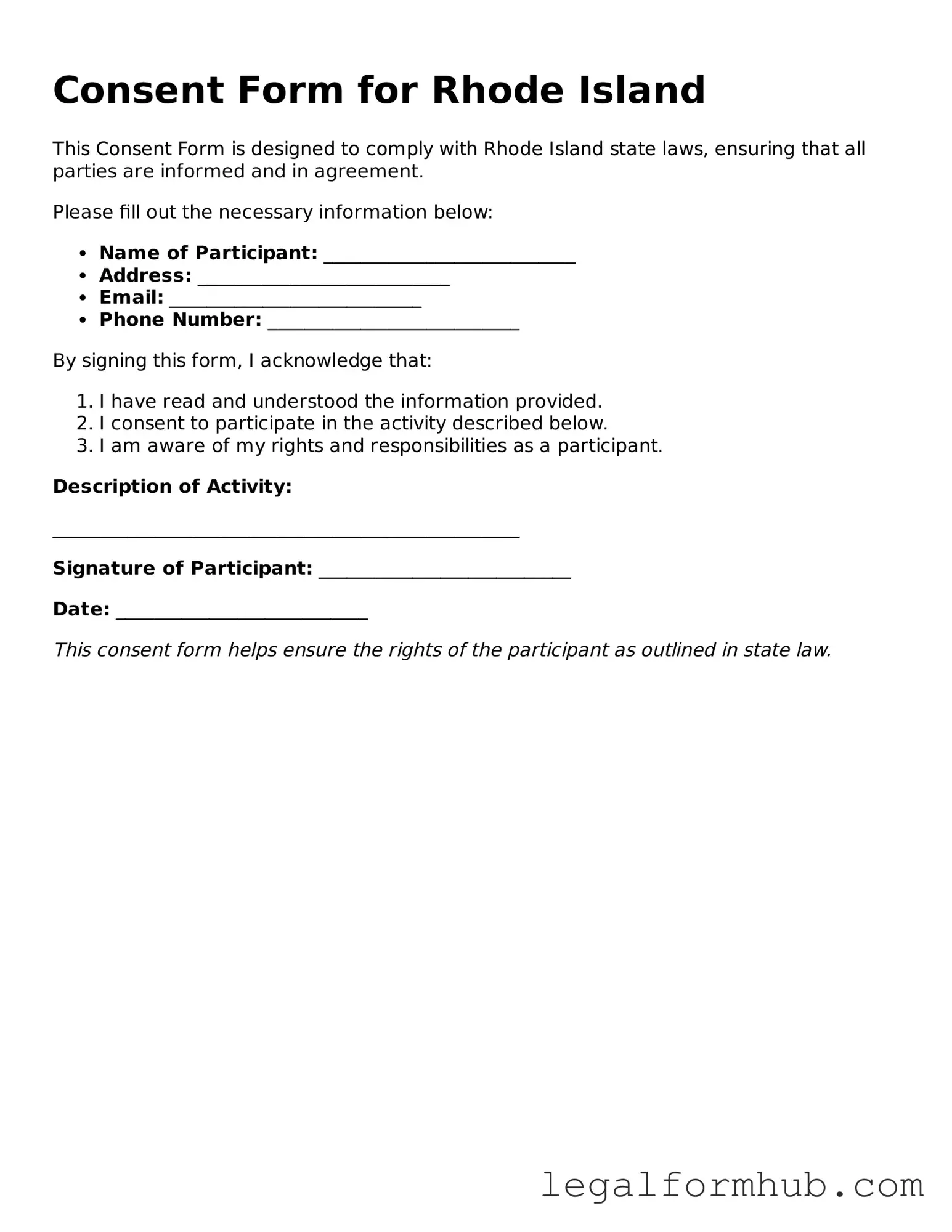 Printable Consent Document