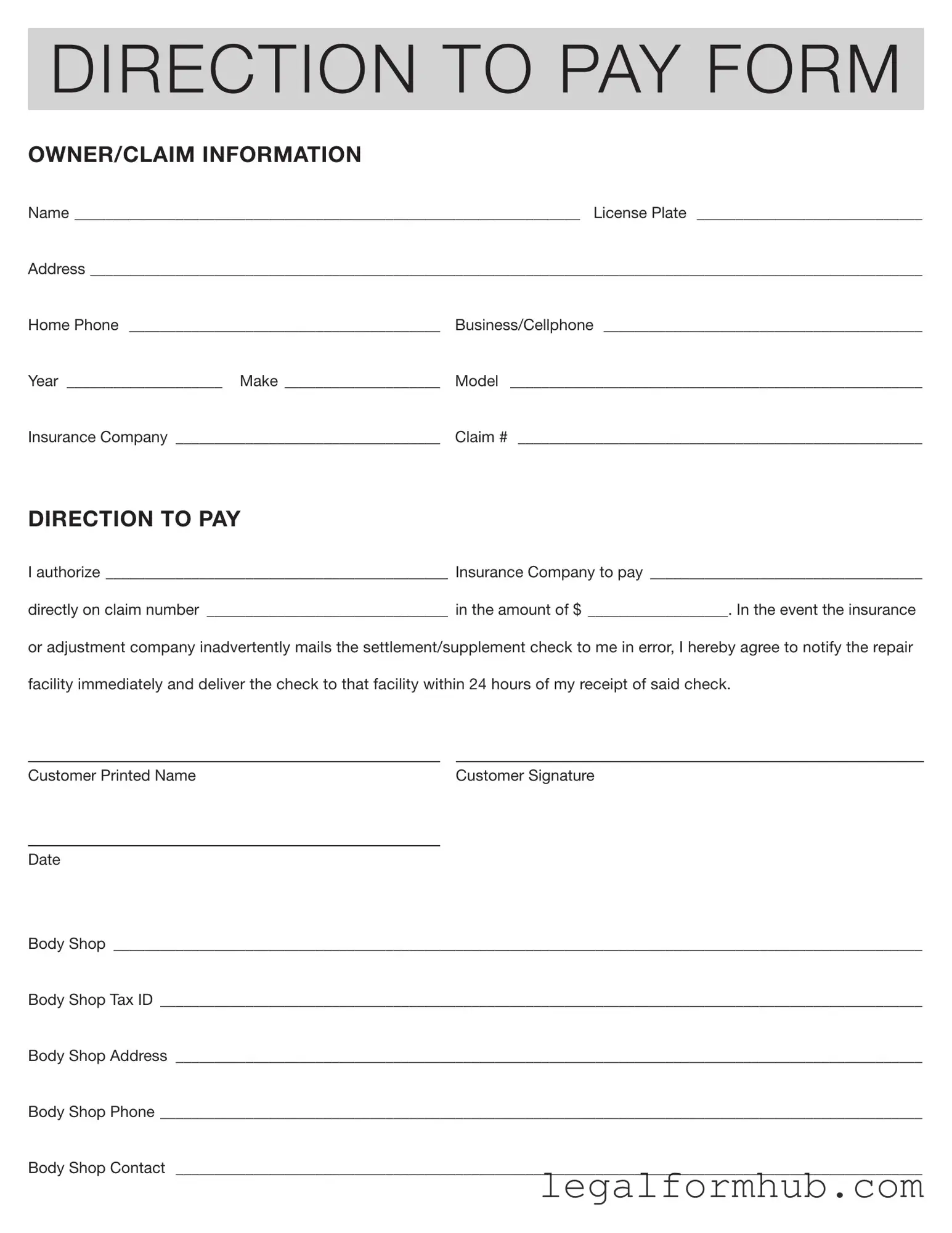 Fill Your Authorization And Direction Pay Form