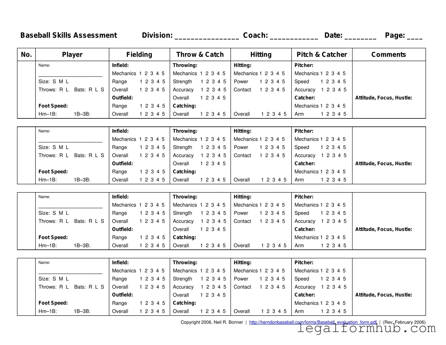 Fill Your Baseball Assessment Form