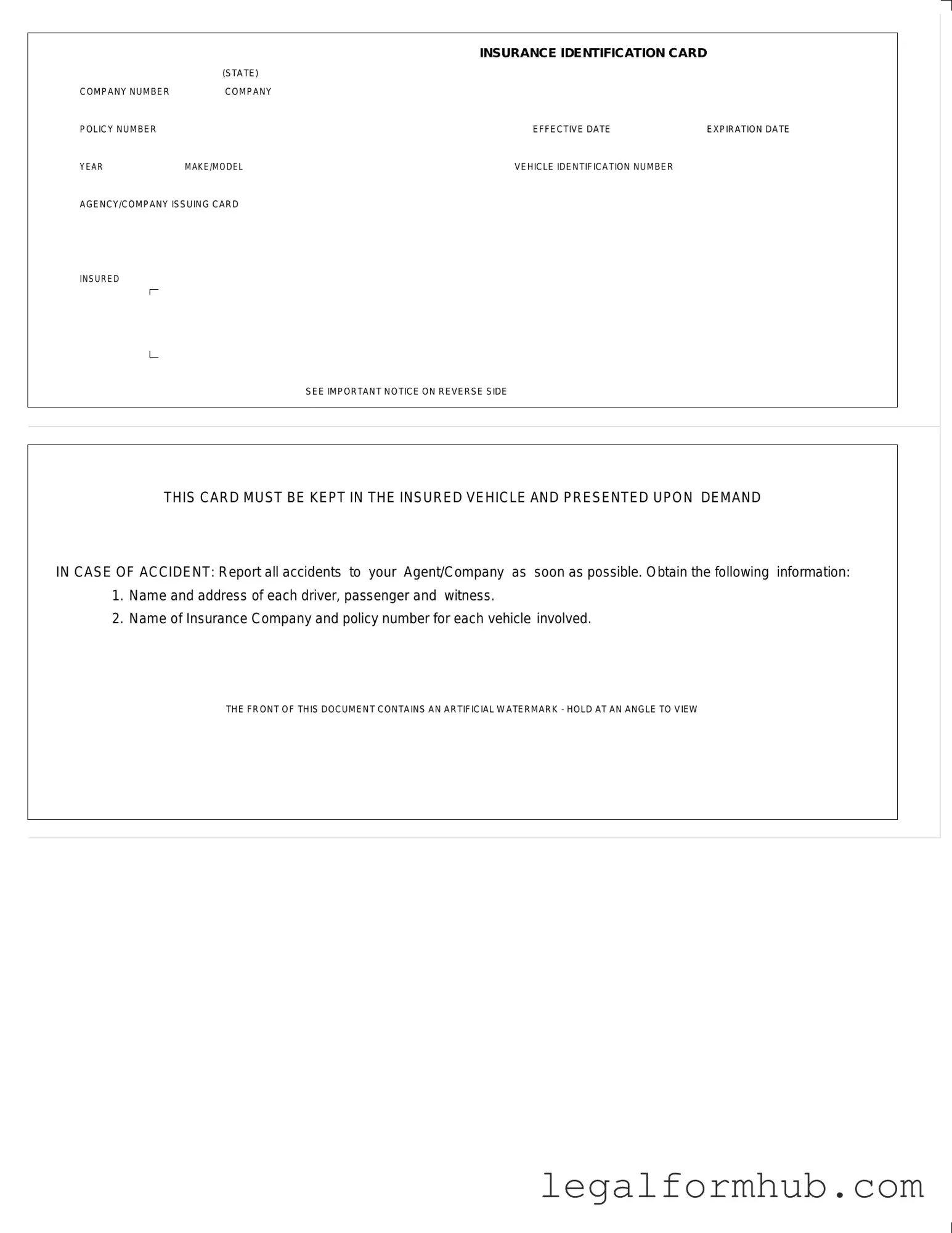 Fill Your Auto Insurance Card Form