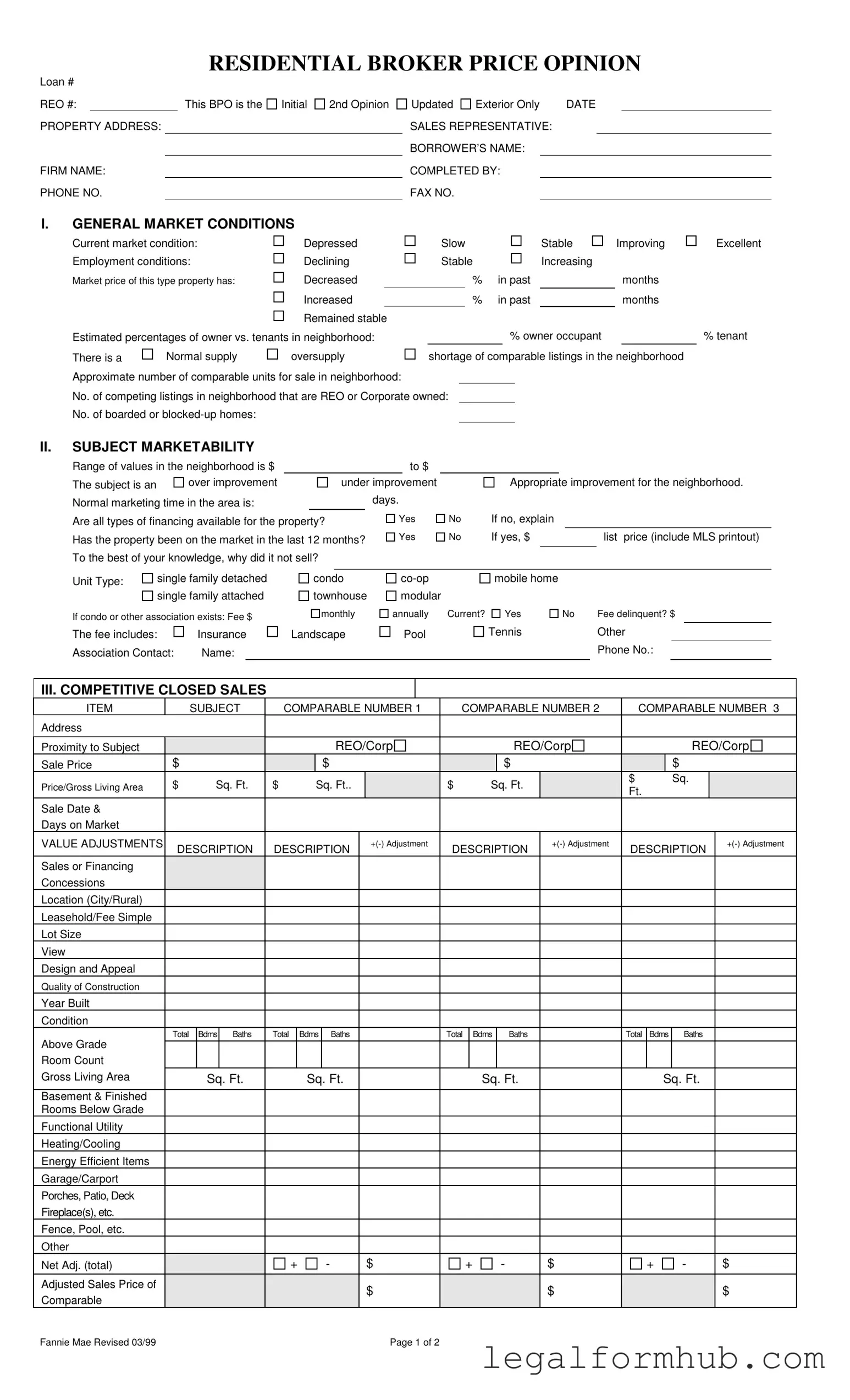 Fill Your Broker Price Opinion Form