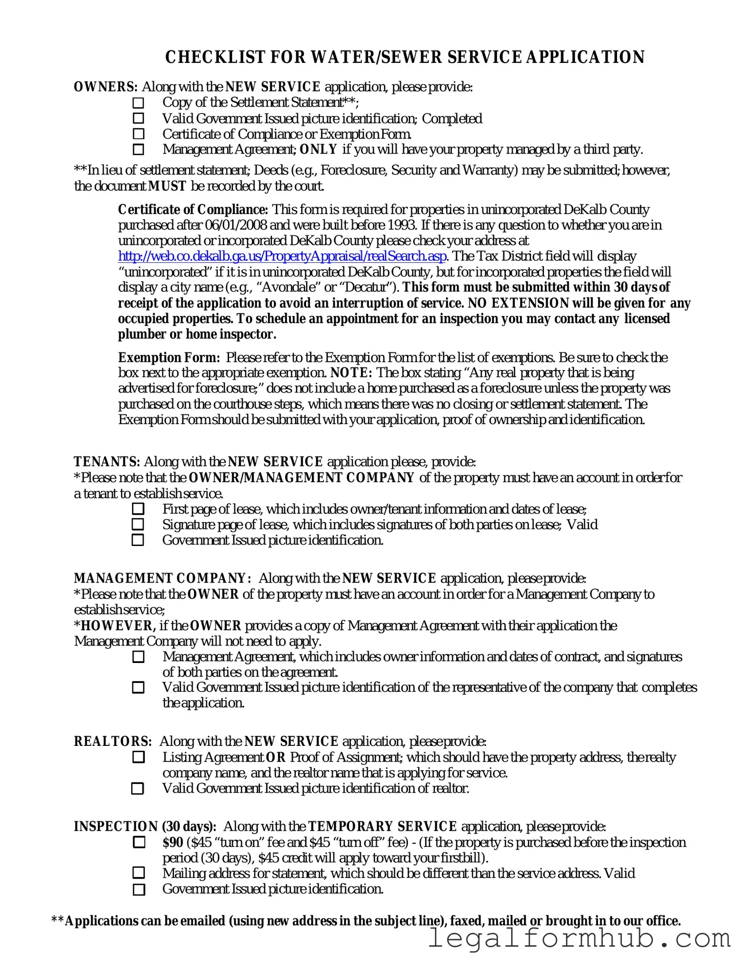 Fill Your Dekalb County Water Application Form