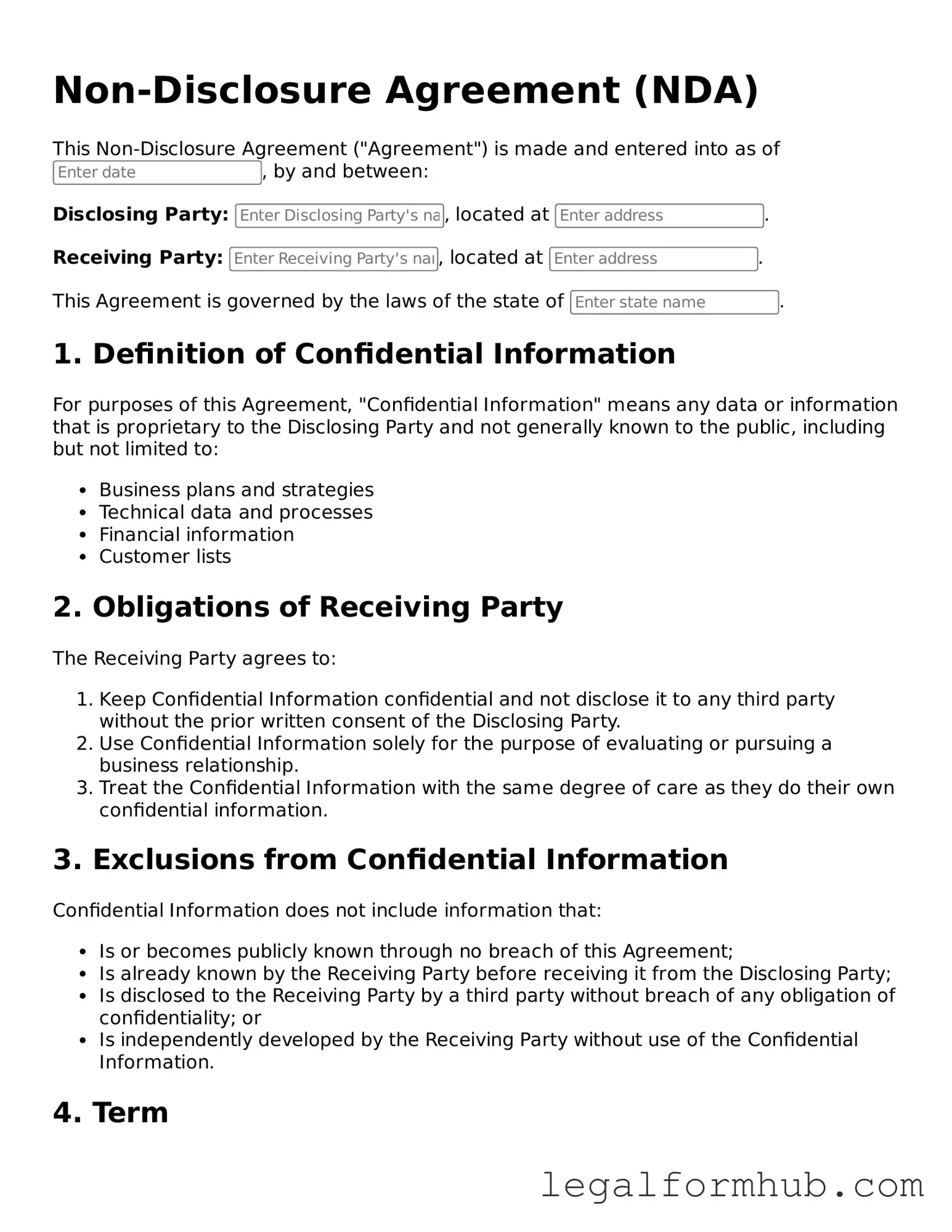 Printable Non-disclosure Agreement Document