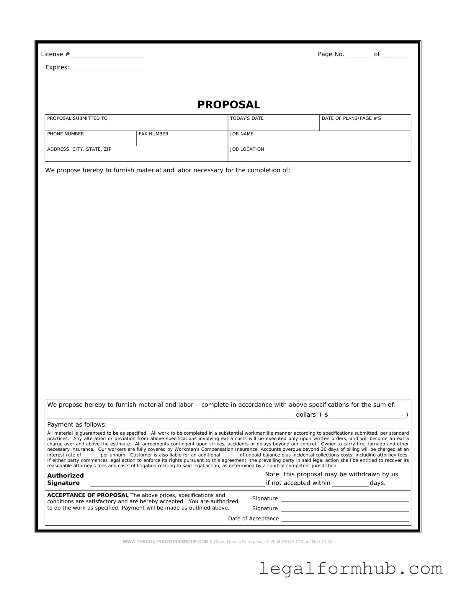 Fill Your Construction proposal form Form