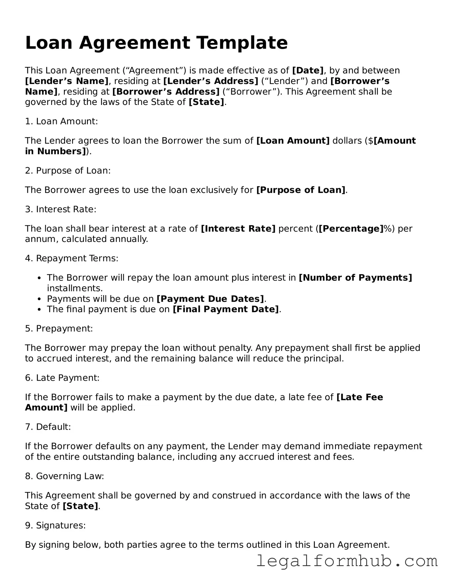 Printable Loan Agreement Document
