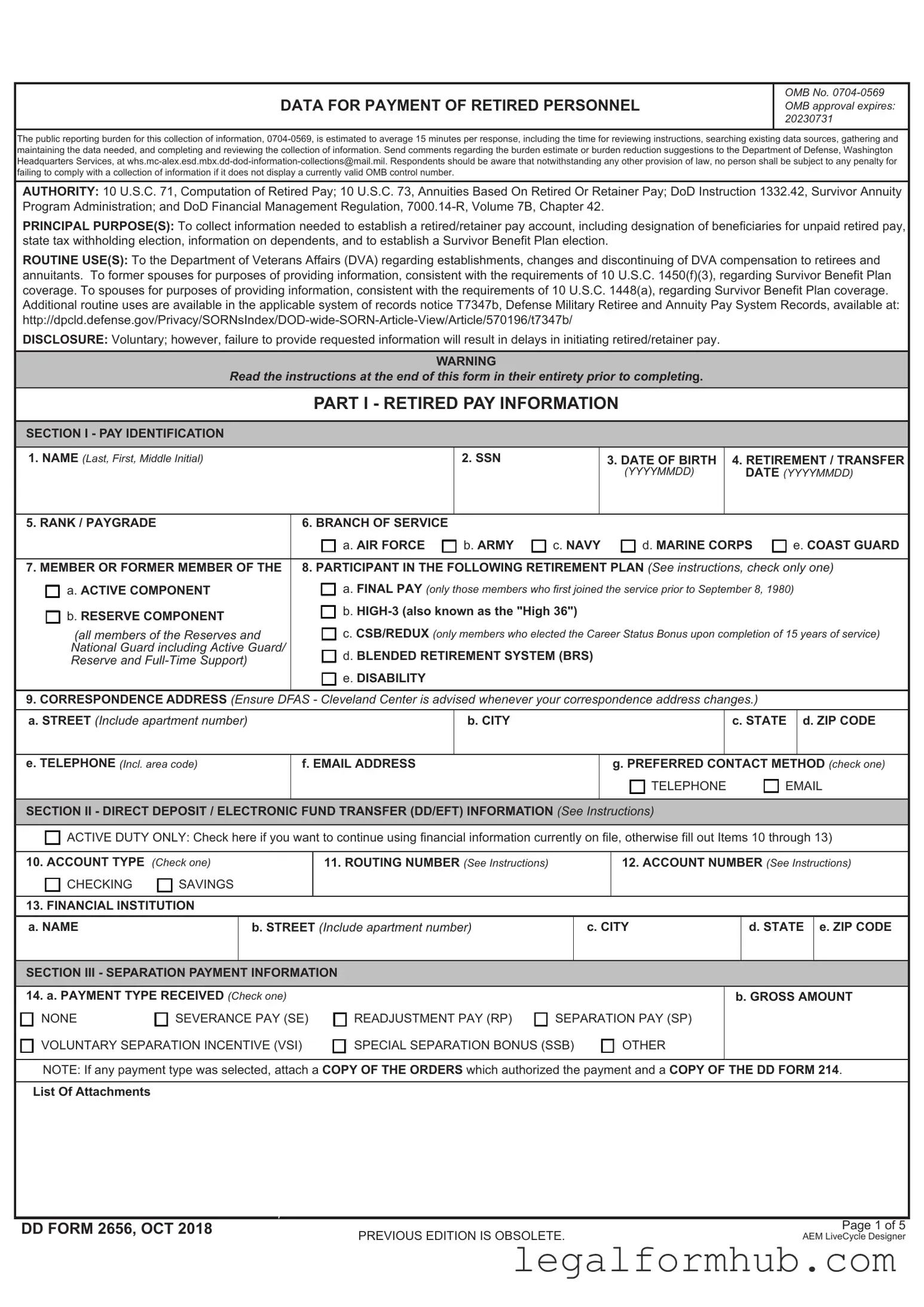 Fill Your DD 2656 Form