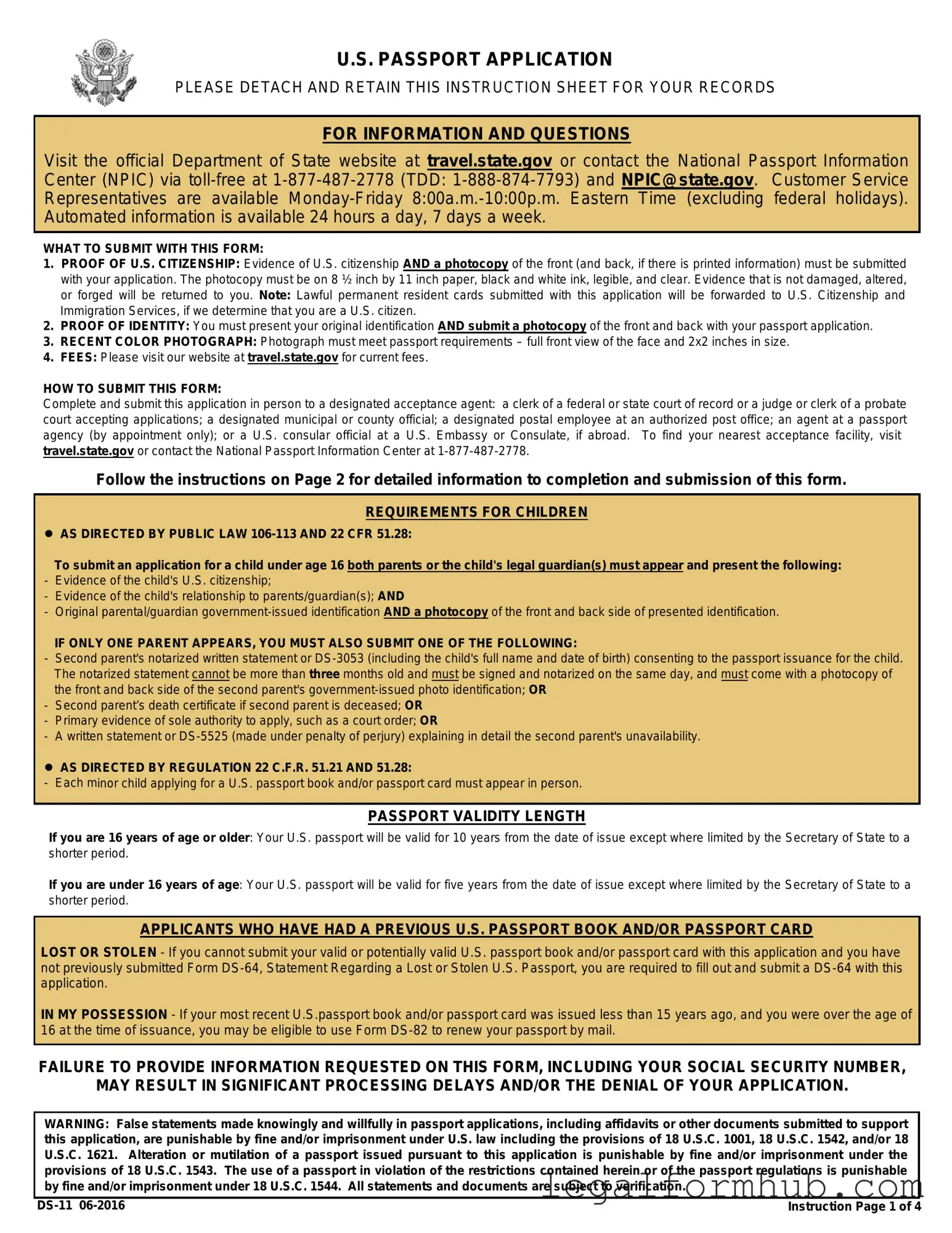 Fill Your DS-11 U.S. Passport application Form
