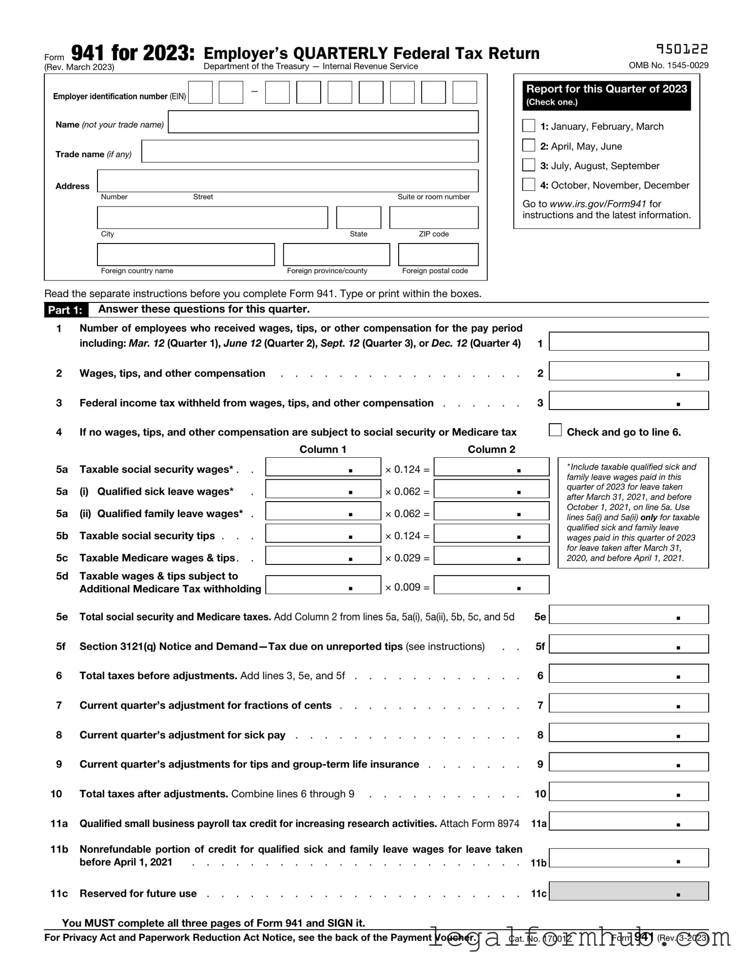 Fill Your IRS 941 Form