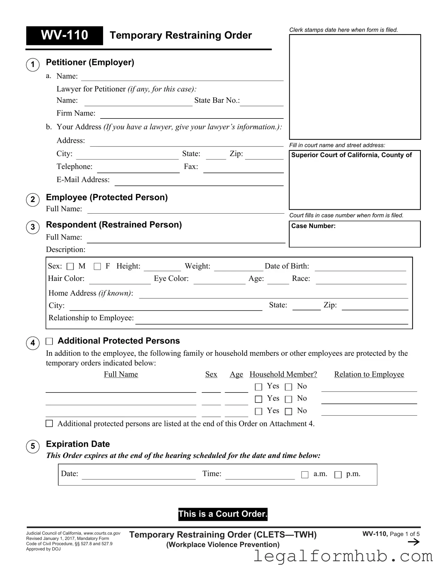 Fill Your Fake Restraining Order Form