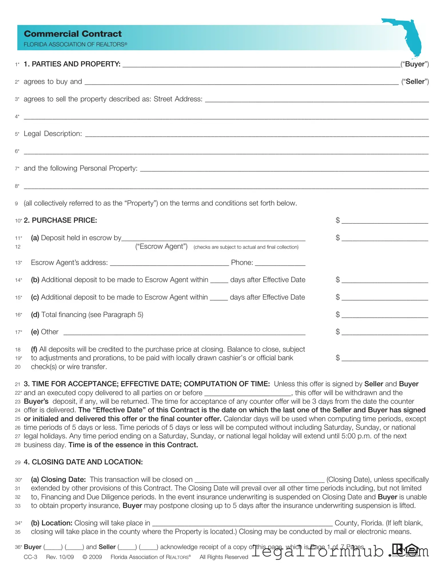 Fill Your Florida Commercial Contract Form