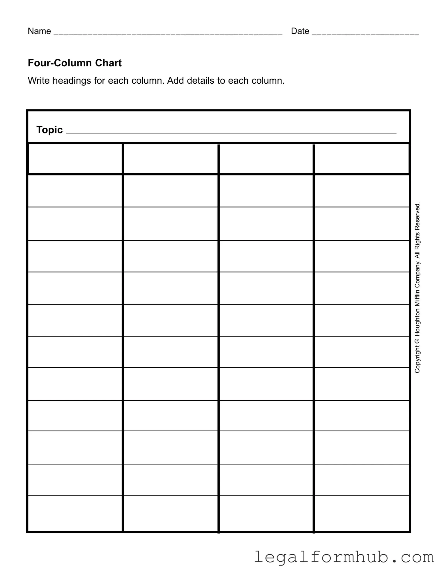 Fill Your Four Column Chart Form
