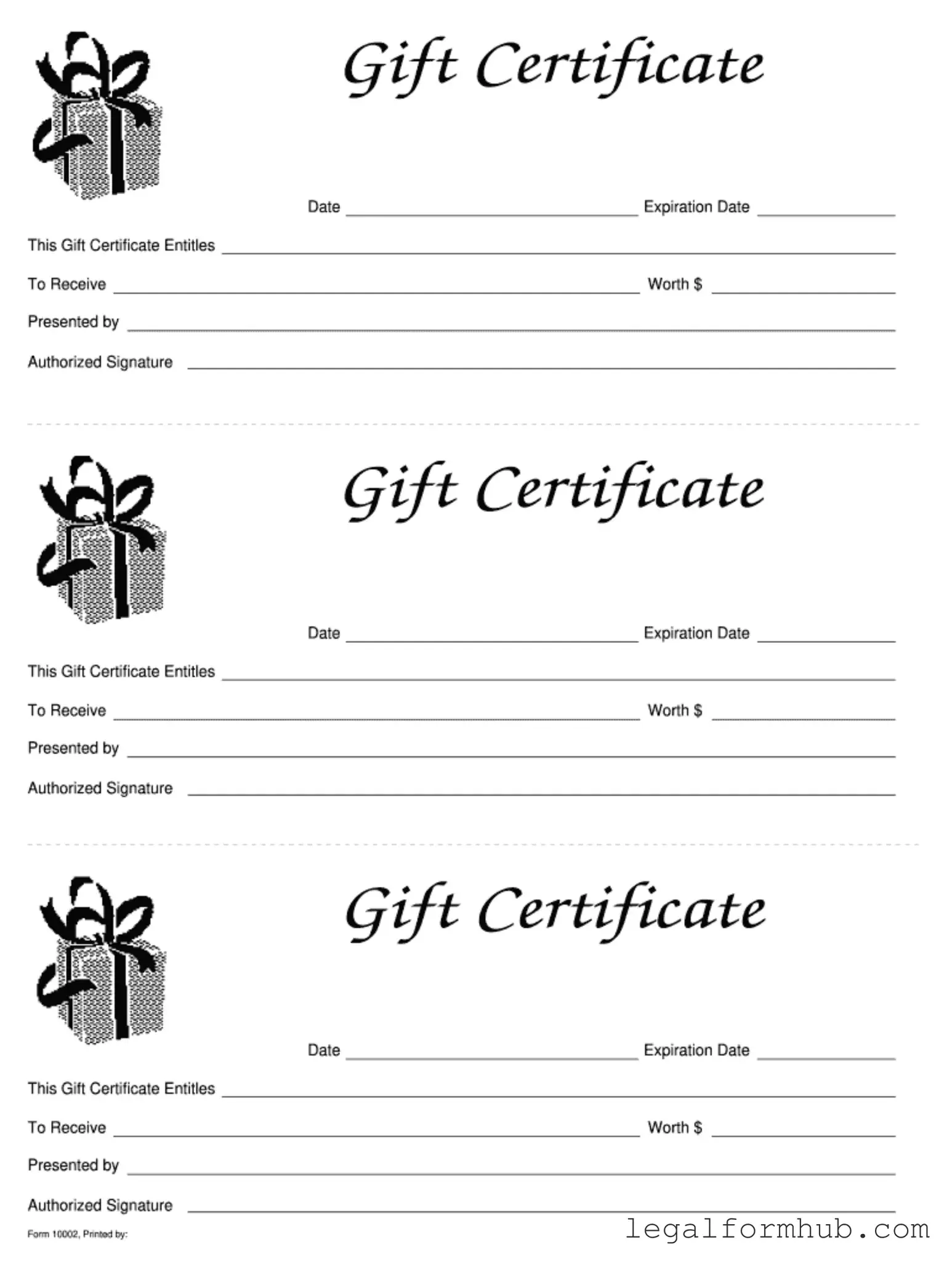 Fill Your Gift Certificate Form