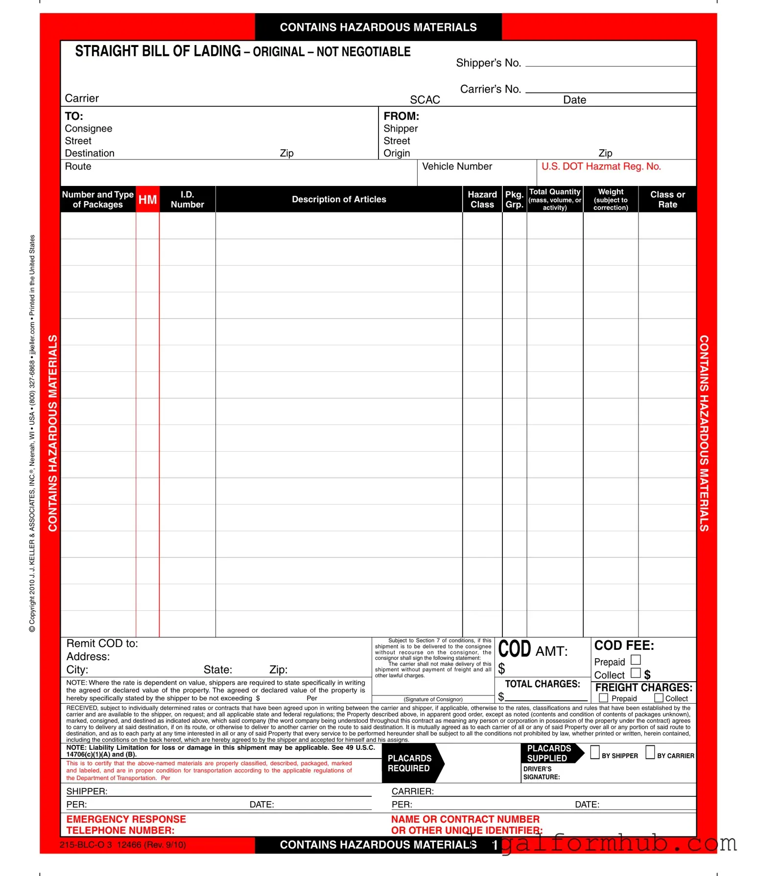 Fill Your Hazard Bill Of Ladden Form