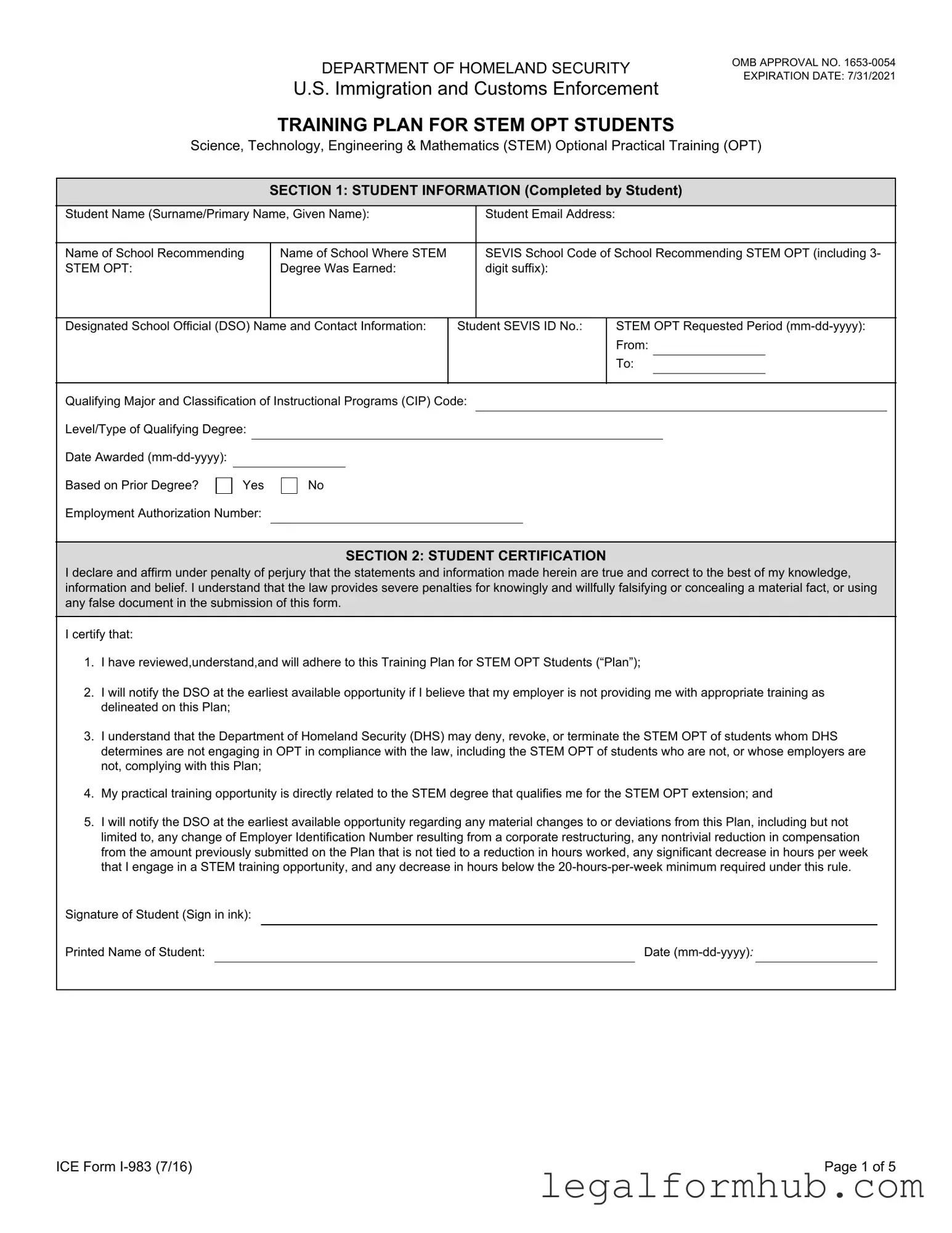 Fill Your ICE I-983 Form