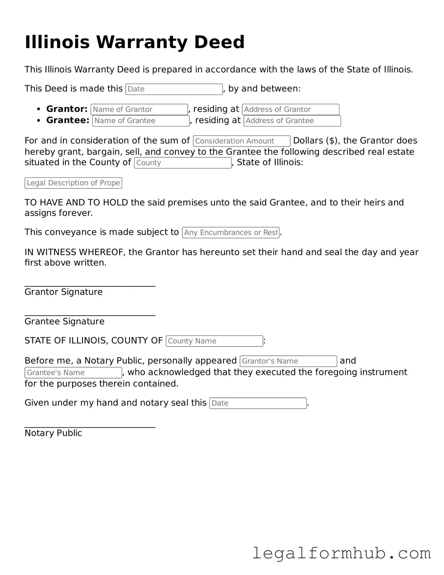 Free  Deed Template for Illinois