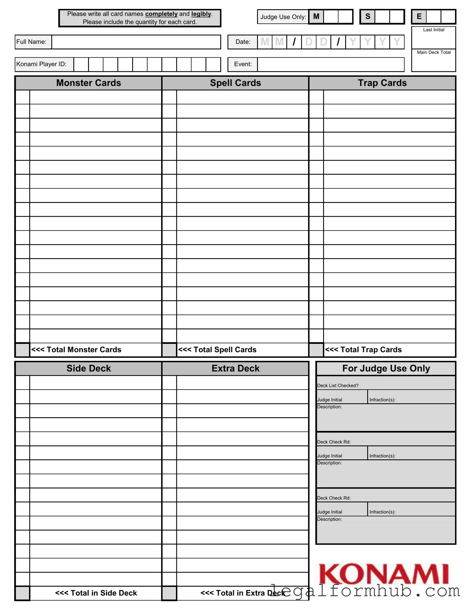 Fill Your Konami Decklist Form
