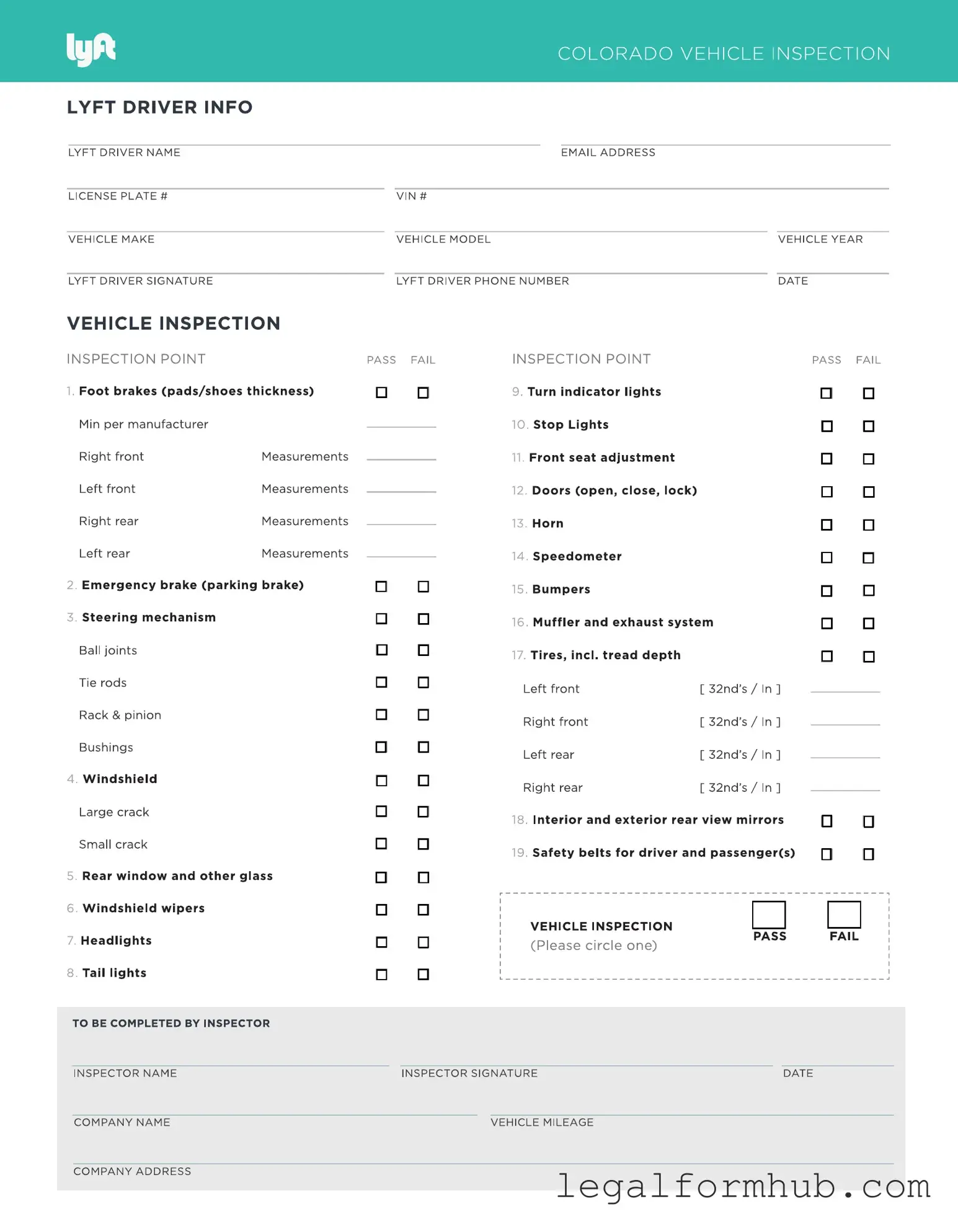 Fill Your Lyft Inspection Form