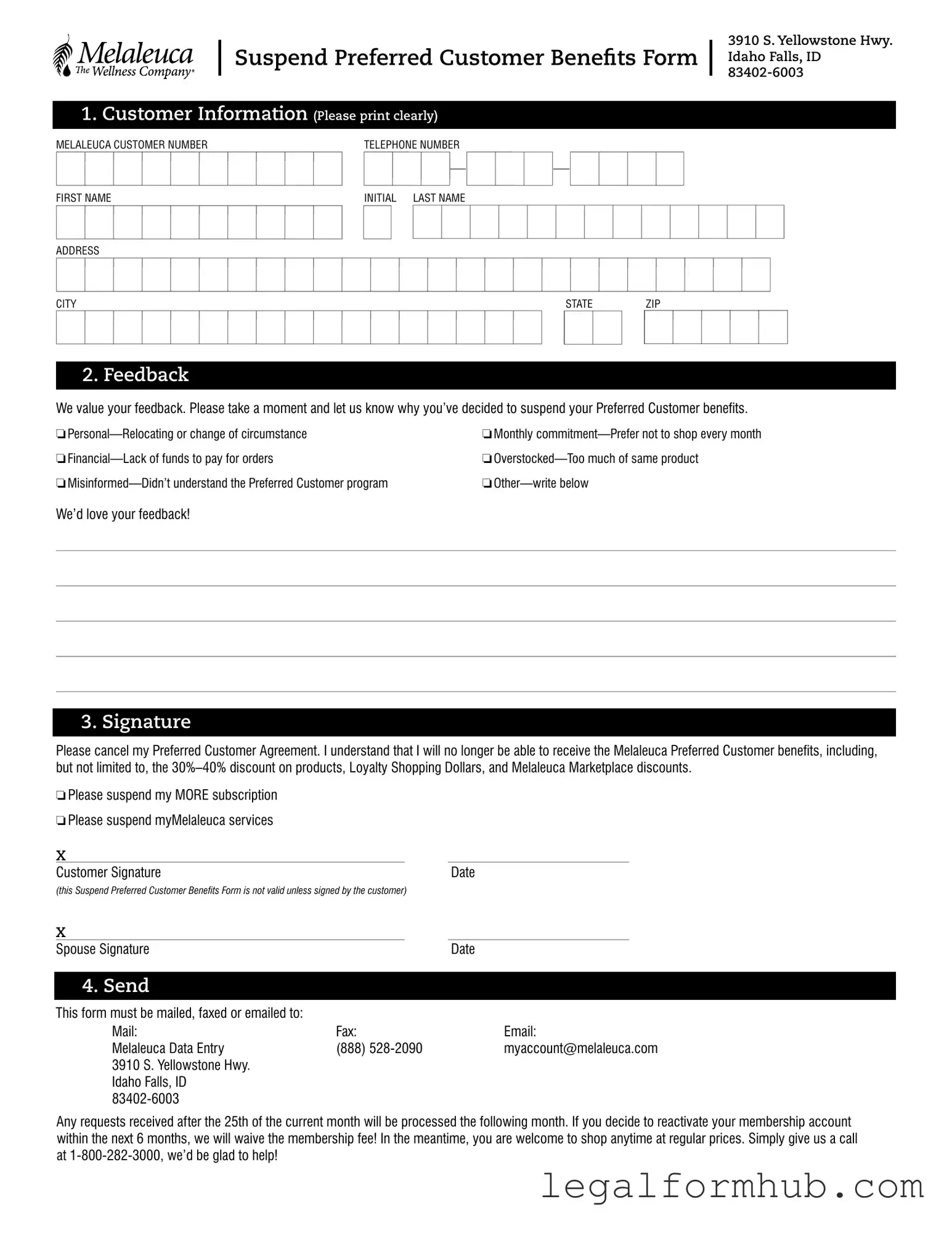 Fill Your Melaleuca Cancellation Form