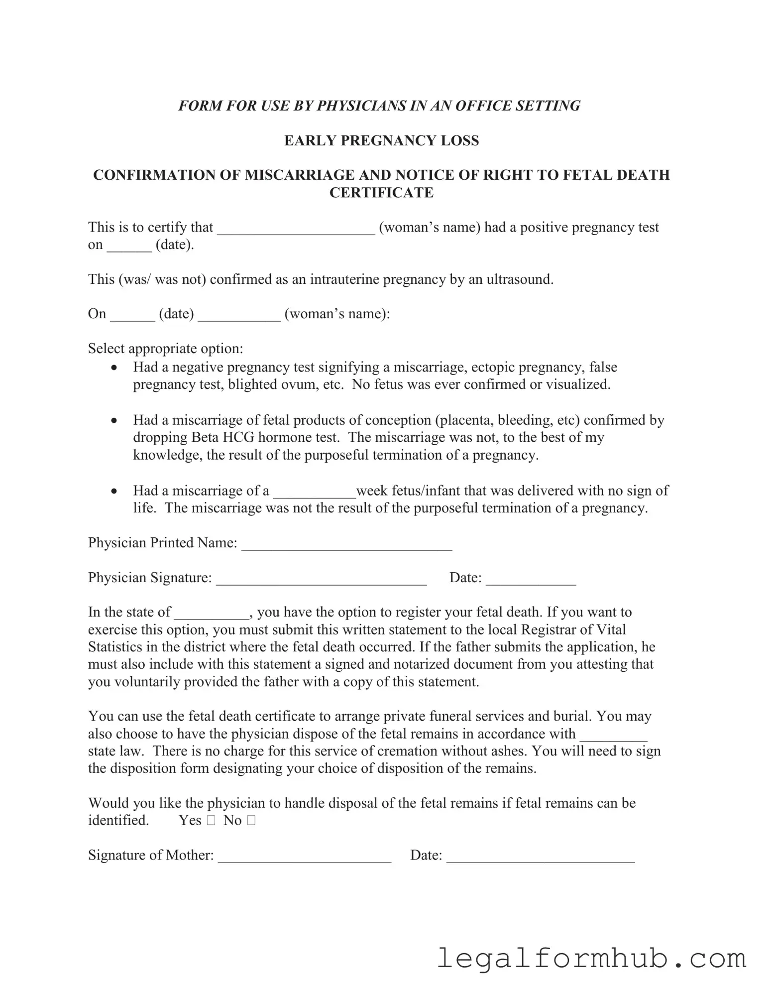 Fill Your Miscarriage Discharge Paper Form