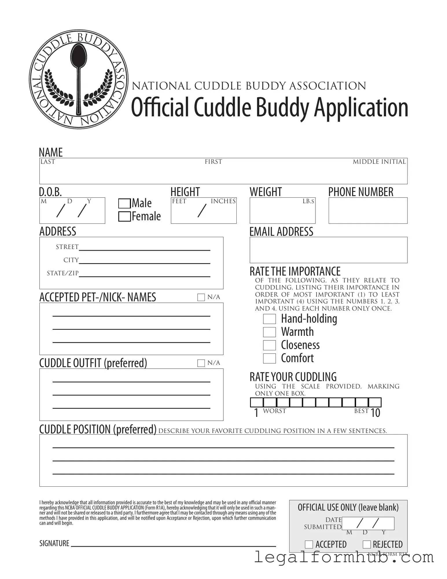 Fill Your Cuddle Buddy Application Form