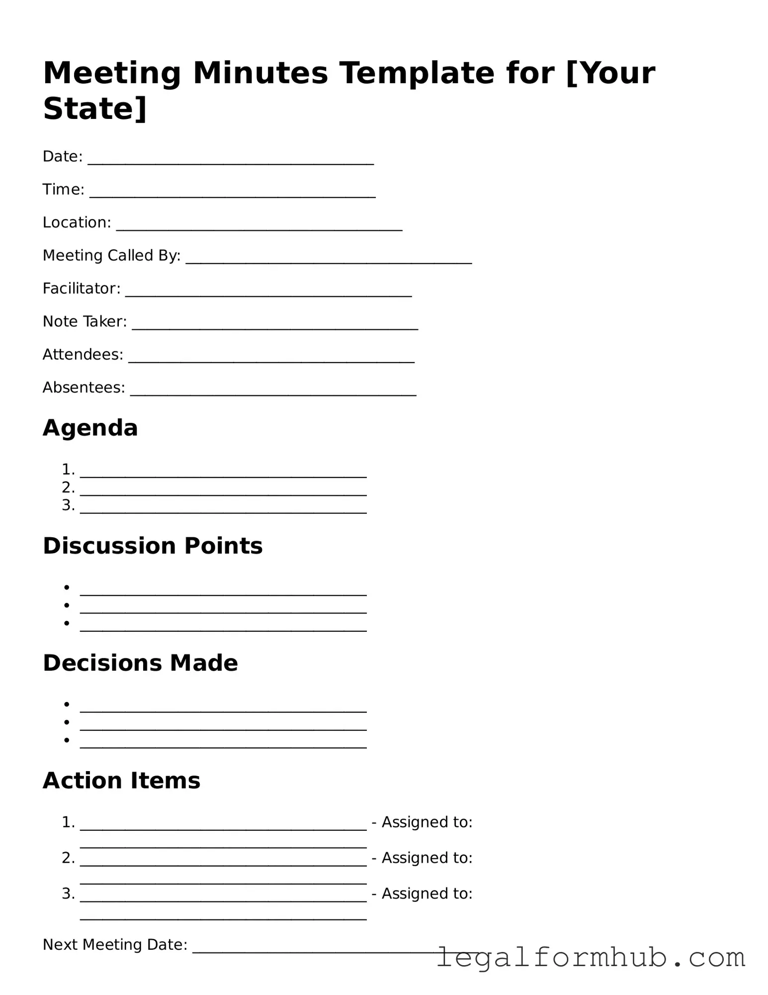 Printable Meeting Minutes Document
