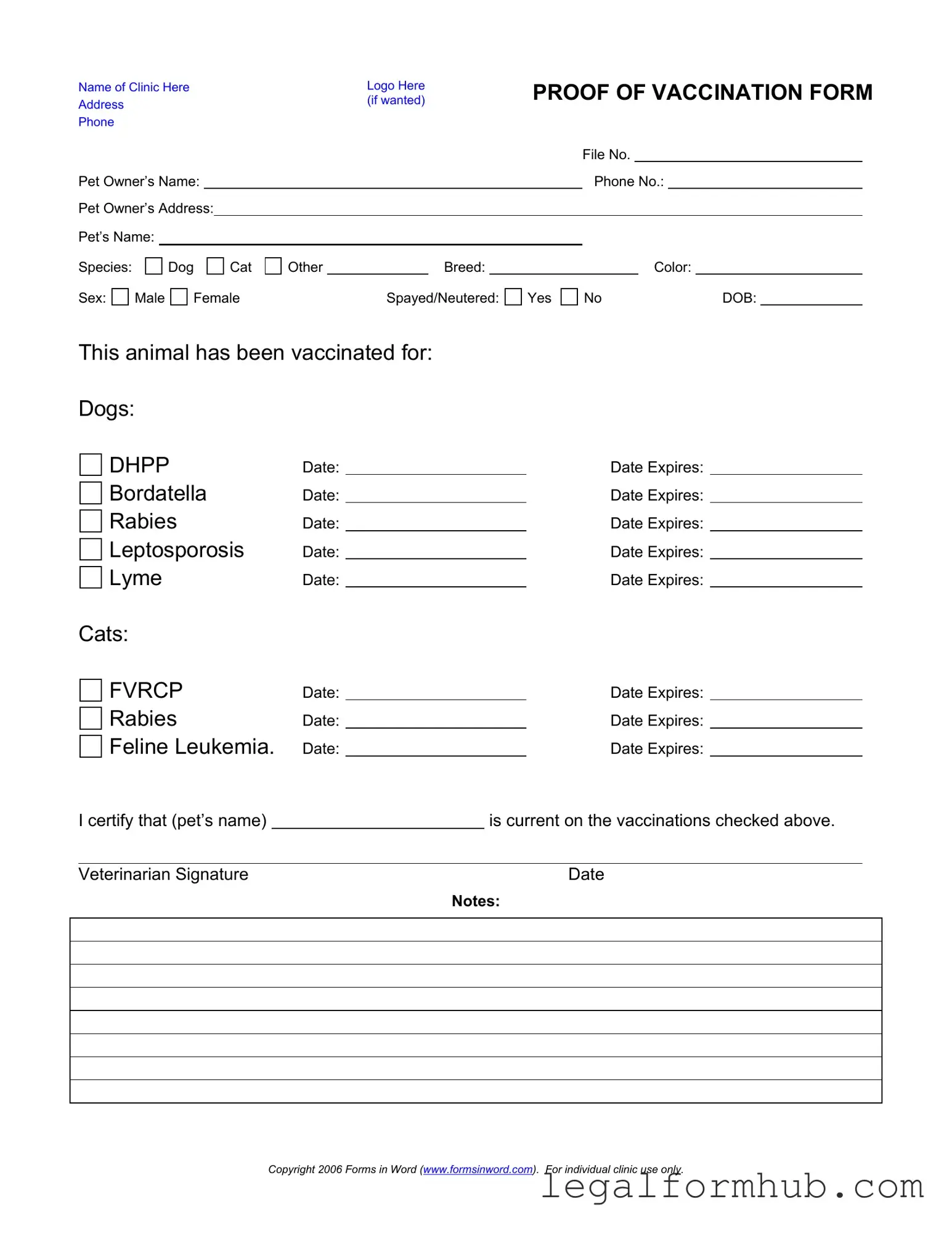 Fill Your Proof Of Vaccination Dog Form