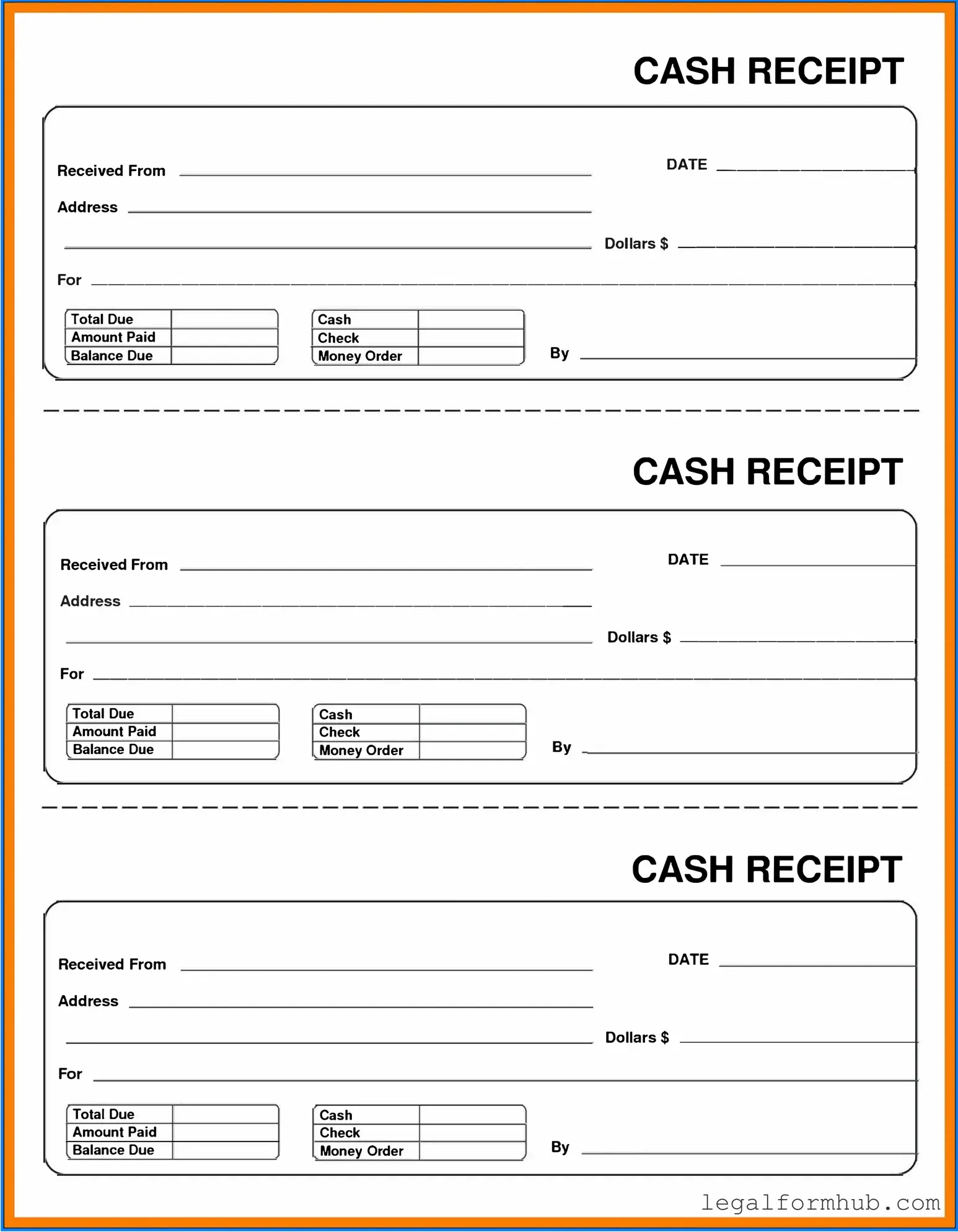 Fill Your Cash Receipt Form