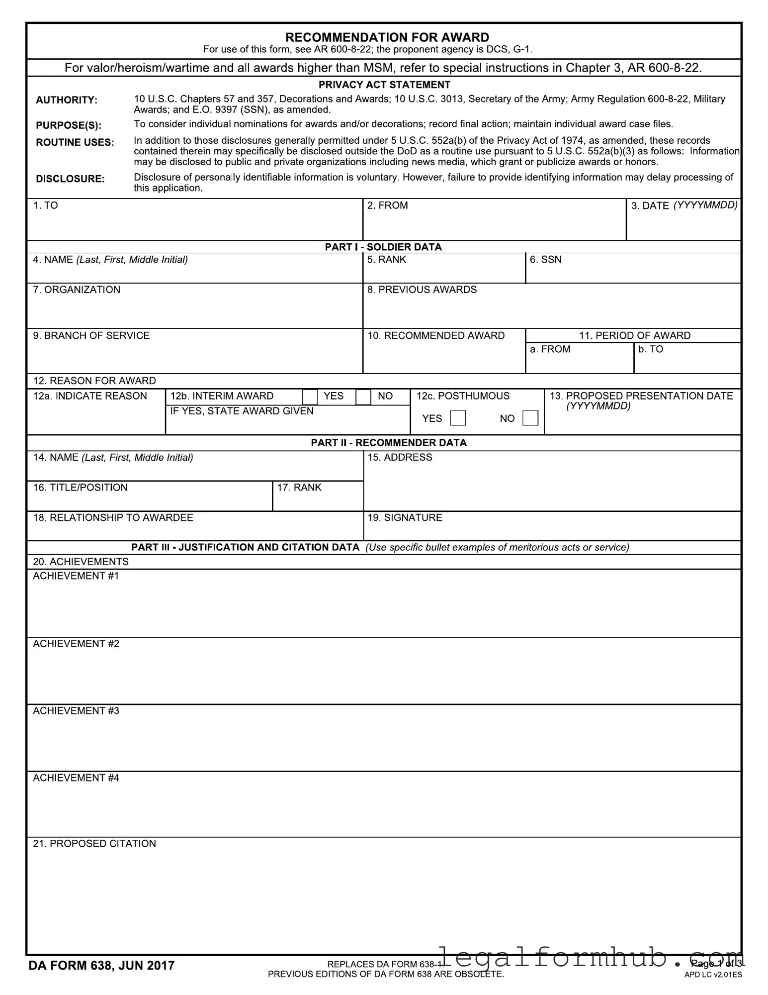 Fill Your Da 638 Form