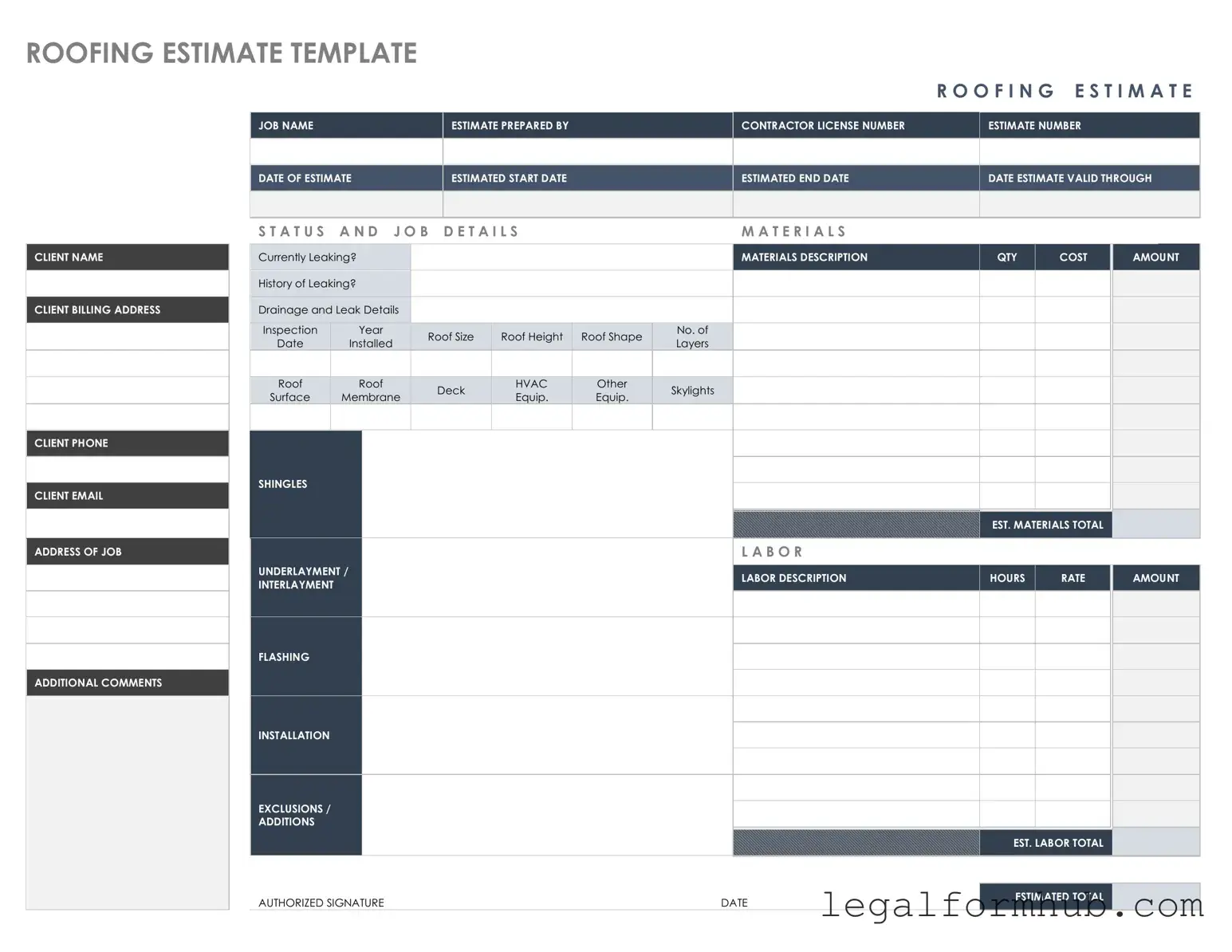 Fill Your Roofing Estimate Form