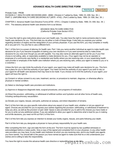 Fill Your California Advanced Health Care Directive Form