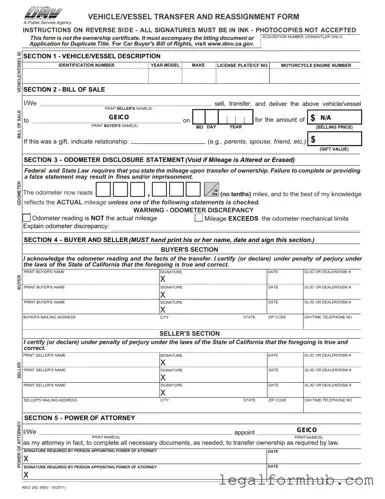 Fill Your California Fotm Reg 262 Form