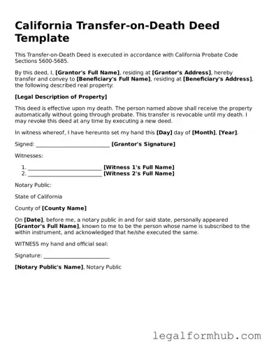 Free  Transfer-on-Death Deed Template for California
