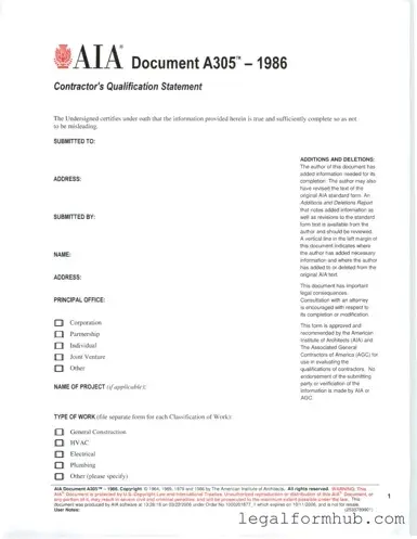 Fill Your AIA A305 Form
