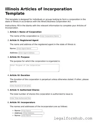Free  Articles of Incorporation Template for Illinois