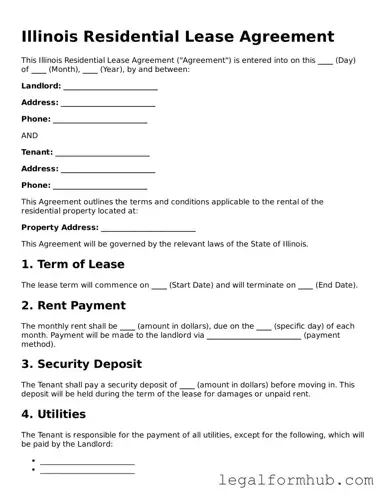 Free  Residential Lease Agreement Template for Illinois