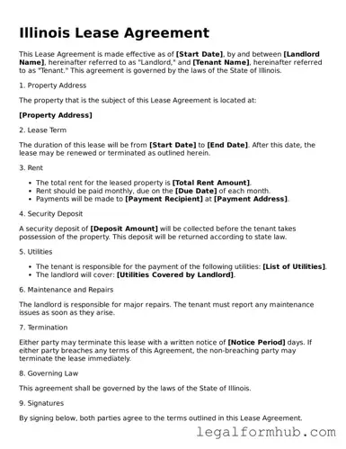 Free  Lease Agreement Template for Illinois