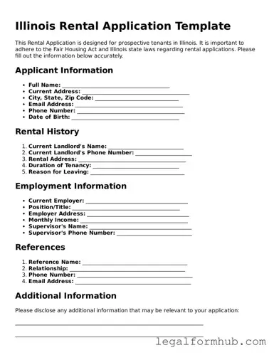 Free  Rental Application Template for Illinois