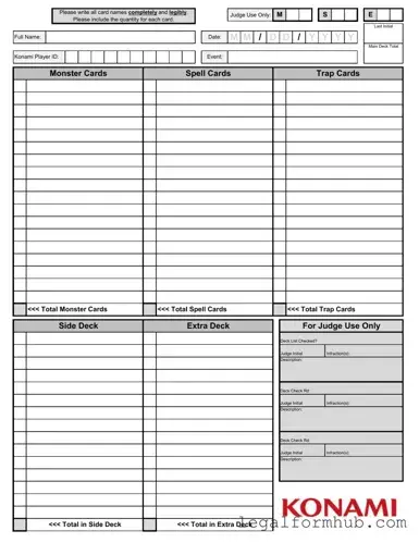 Fill Your Konami Decklist Form