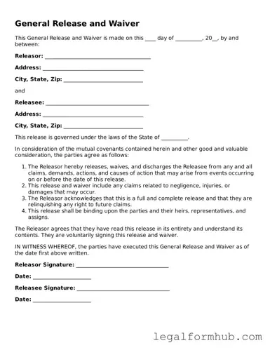 Printable General Release and Waiver Document