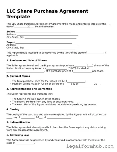 Printable LLC Share Purchase Agreement Document