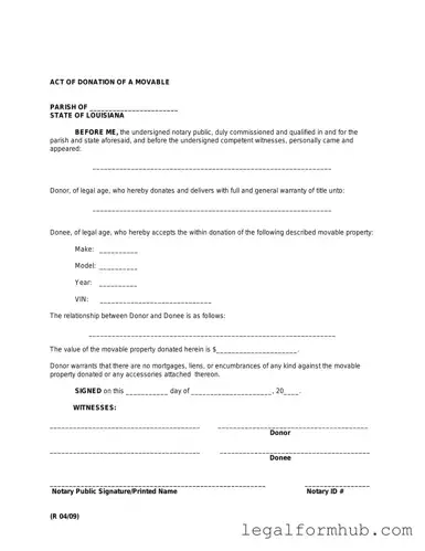 Fill Your Louisiana act of donation Form