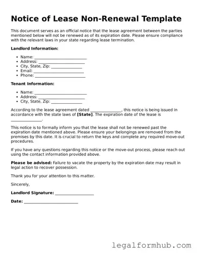 Printable Notice of Lease Non-Renewal Document