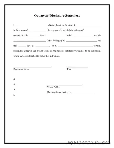 Fill Your Notarized Odometer Statement Form