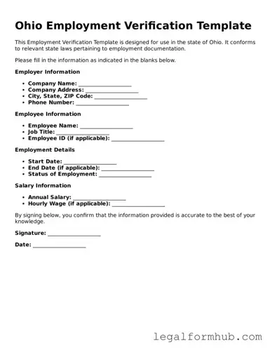 Free  Employment Verification Template for Ohio