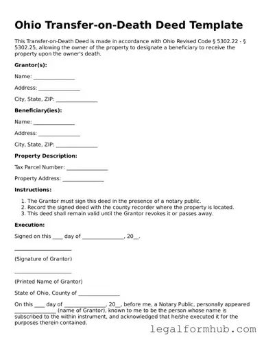 Free  Transfer-on-Death Deed Template for Ohio