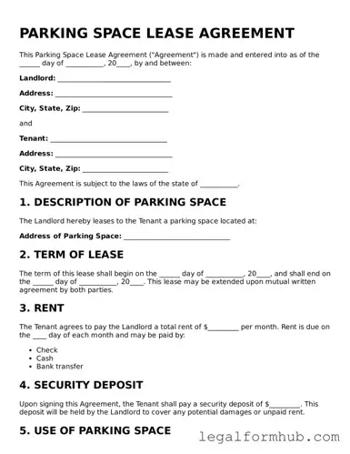 Printable Parking Space Lease Agreement Document