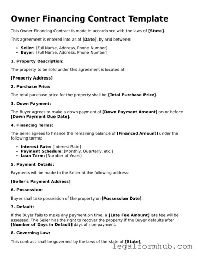 Printable Owner Financing Contract Document