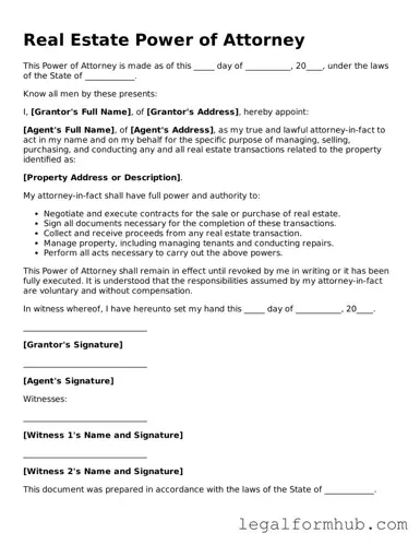 Printable Real Estate Power of Attorney Document